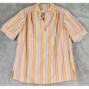 Regal Bow Shirt Womens 2XL Yellow Striped Summer Casual Short Sleeve Vintage